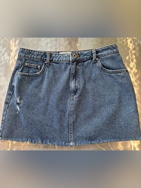 NWOT Denim A-Line Mini Skirt in Blue